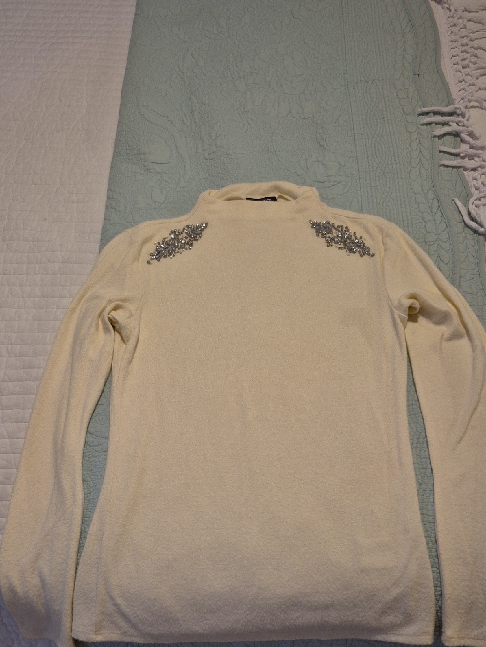 Express Cream Mock Neck Sweater